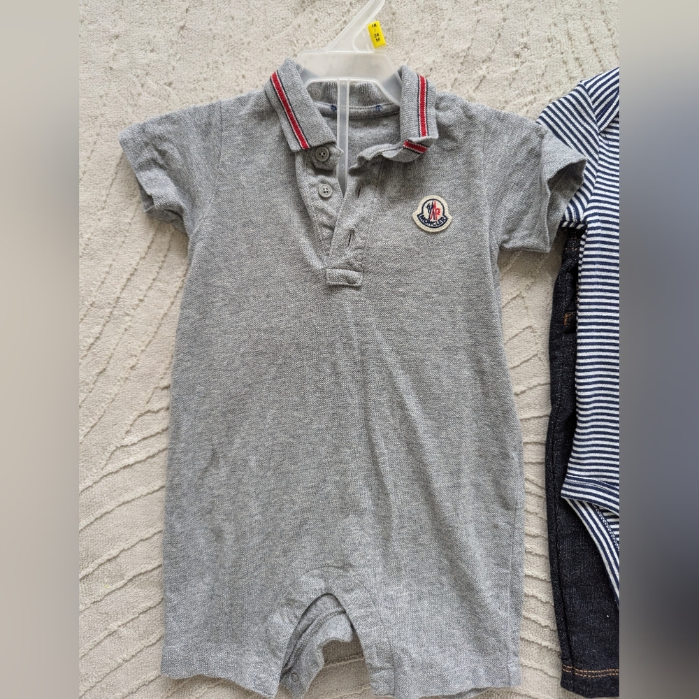 Gray Polo Romper with Logo